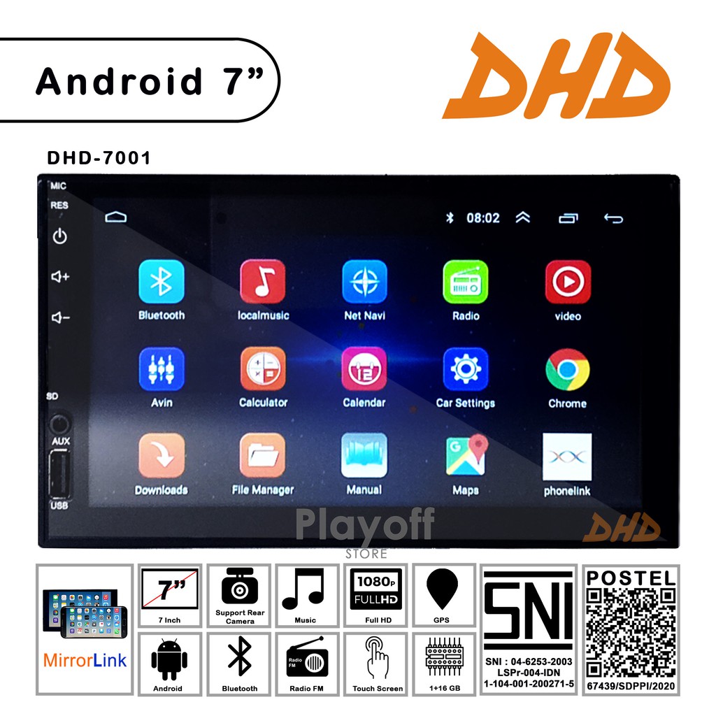 Head Unit Android 7 Inch Double Din Dhd 7001 Gps Mirrorlink Bluetooth Shopee Indonesia