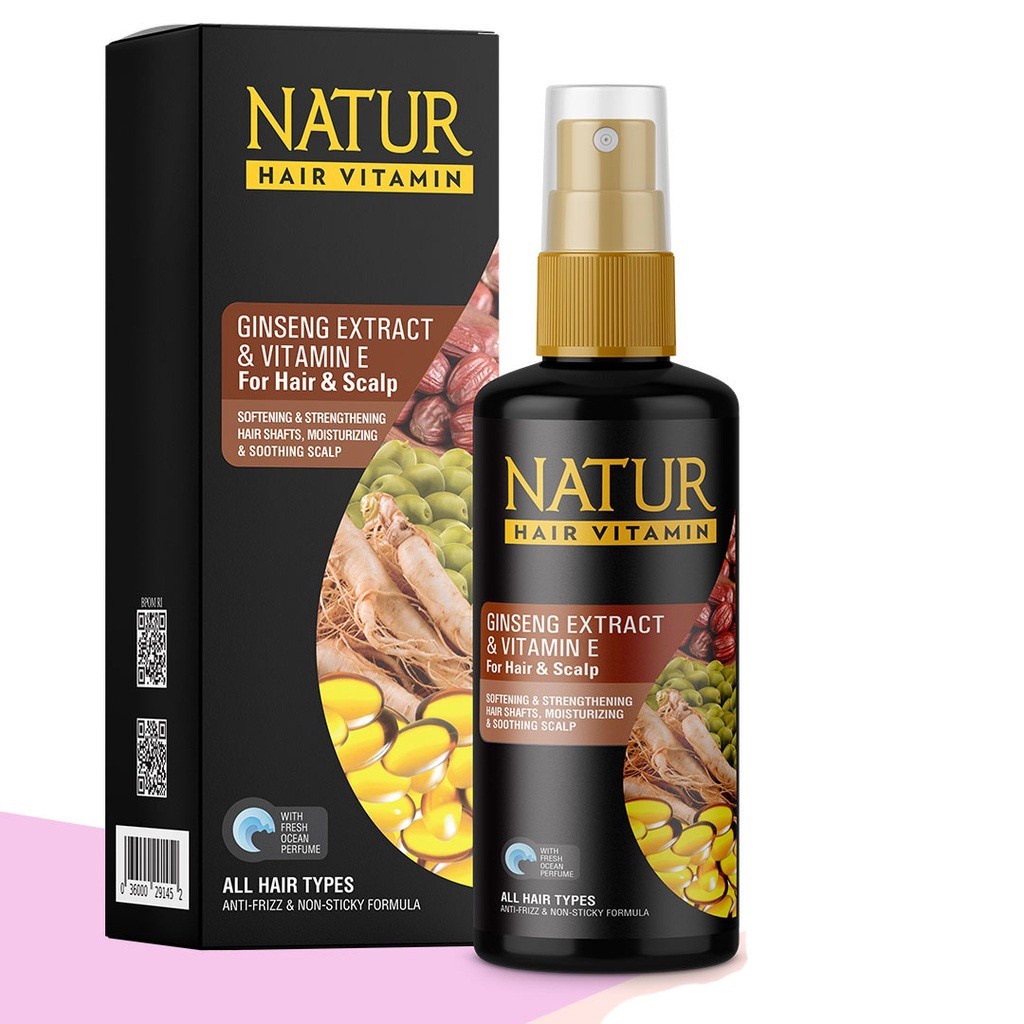 NATUR Hair Vitamin Aloe Vera | Olive Oil | Ginseng Extract Vitamin E 80ml