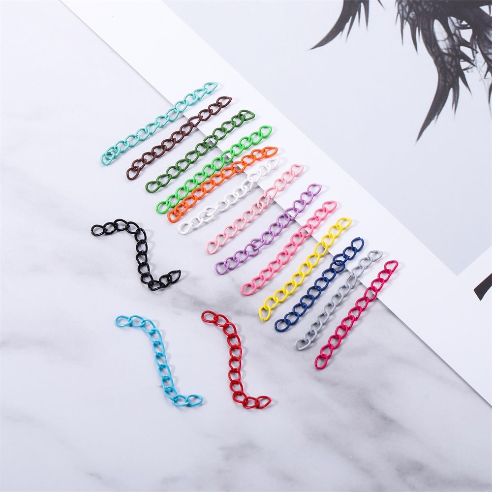 30pcs 5cm Rantai ekstensi logam warna permen untuk gelang gelang DIY