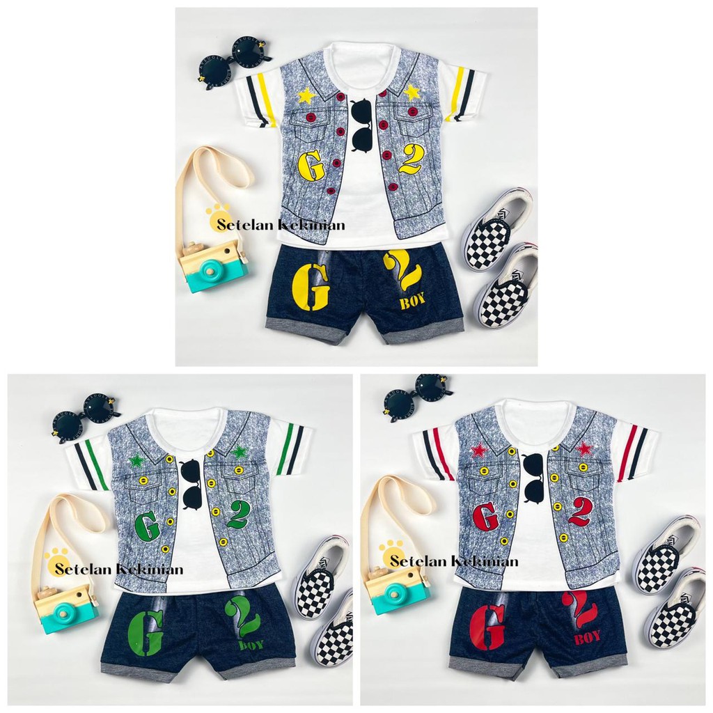 [SK] Setelan Rumah Anak Laki Laki Baju Bayi 6 - 12 Bulan Set Baby Boy Rompi Tuxedo Kacamata Keren