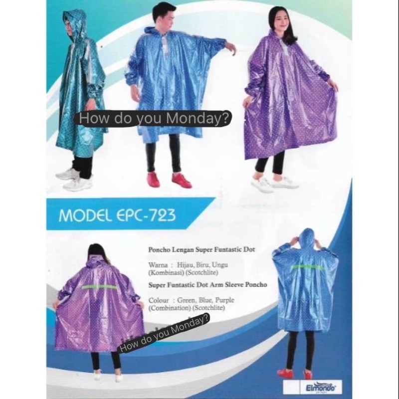Jas Hujan Ponco Lengan Polkadot Super Funstastic Dot Elmondo 723