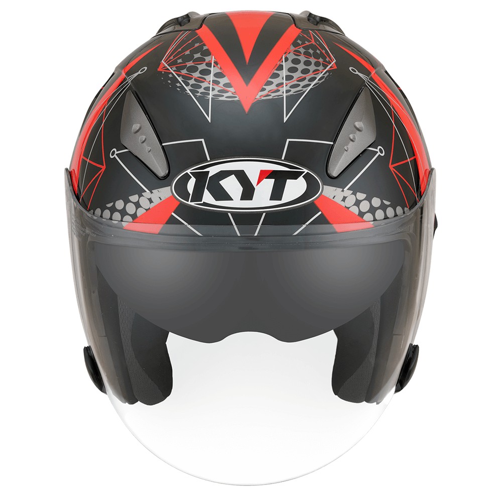 KYT Galaxy Slide Matrix - Black Matt/Red Fluo-1