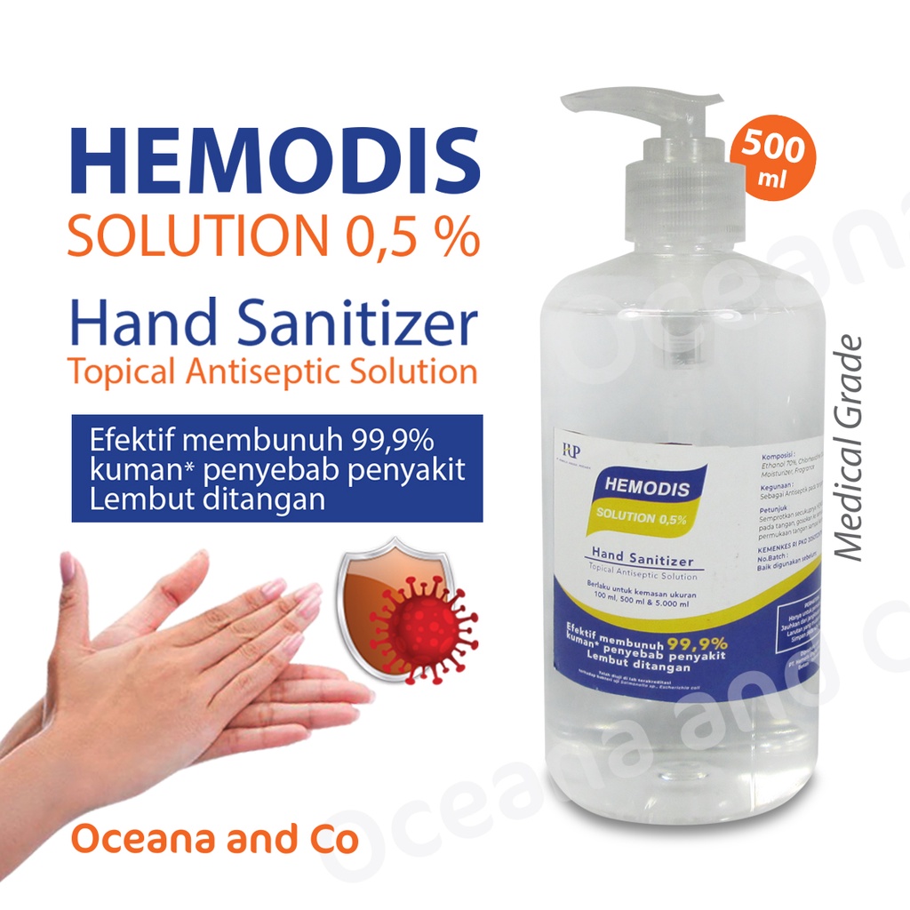 Hemodis Solution 0,5% Hand sanitizer 500 ml ◇ Medical Grade ◇