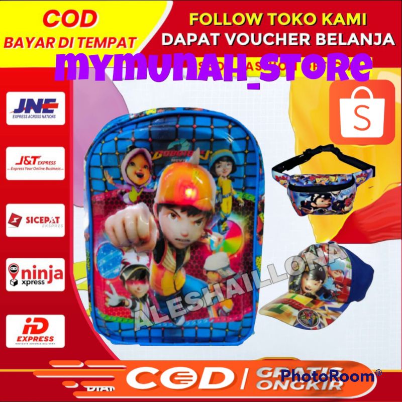 tas ransel anak TK dan paud/ LED gambar timbul/ paket 3in1 , 2in1