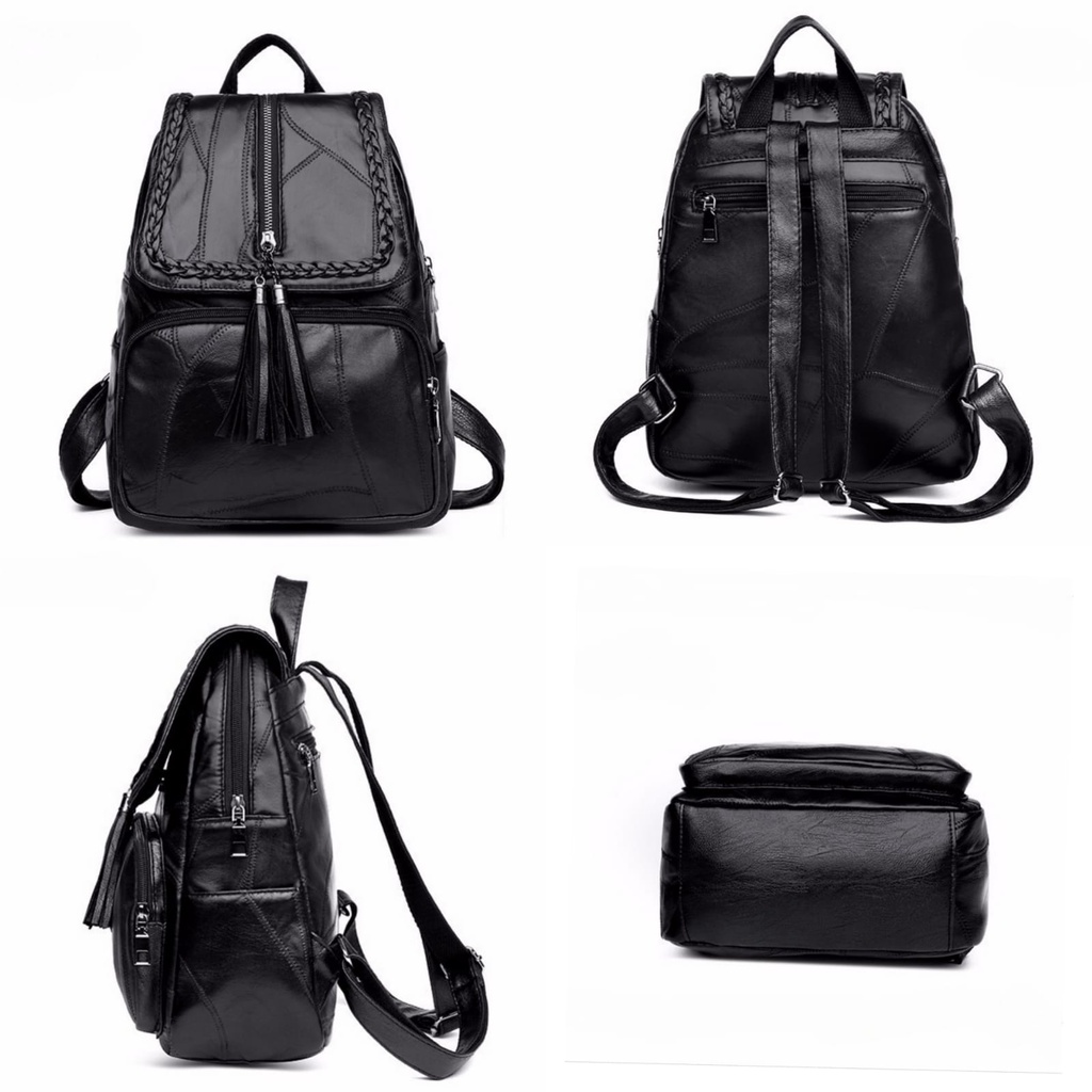 TAS RANSEL WANITA BACKPACK KULIT PREMIUM HITAM TA550B5 KAJESA GENDONG CEWEK KOREA IMPORT PUNGGUNG SEKOLAH KULIAH KERJA BATAM BRANDED KEKINIAN MURAH FASHION REMAJA