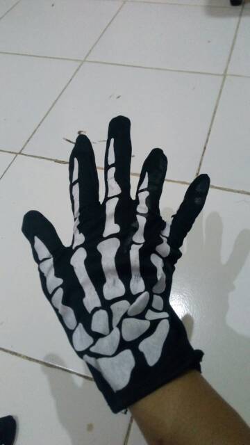 Sarung tangan Tengkorak kostum halloween SKULL GLOVES KAIN