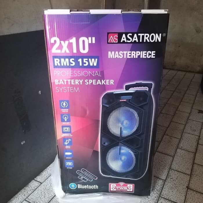 Speaker aktif Bluetooth meeting Asatron Masterpiece 2x10inch karaoke