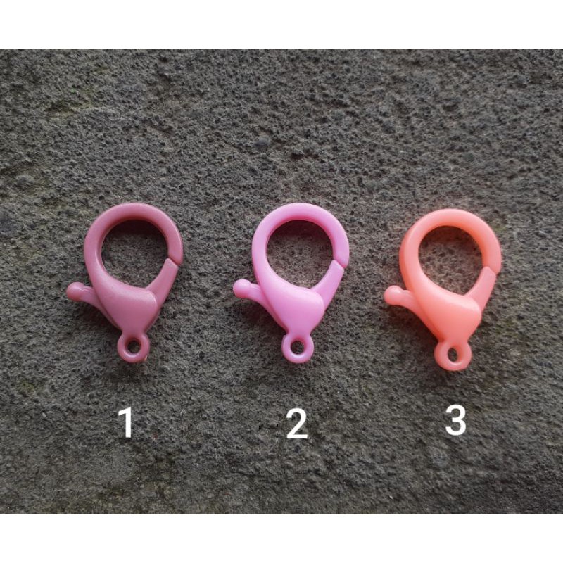 Plastic Key Chain Ring Metal Lobster Clasp Hooks Clips 25mm Plastik Pengait Gantungan Kunci Keychain