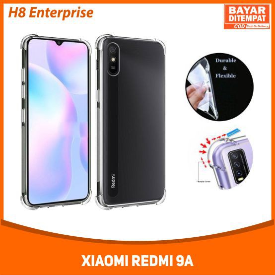 H8 Anti Crack Redmi 9A ANTI KNOCK ANTI SHOCK CASE SOFTCASE CASING COVER.