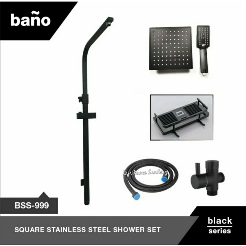 Shower Tiang Kotak Stainless Hitam Black/Shower Column Kotak/Shower Set Kotak