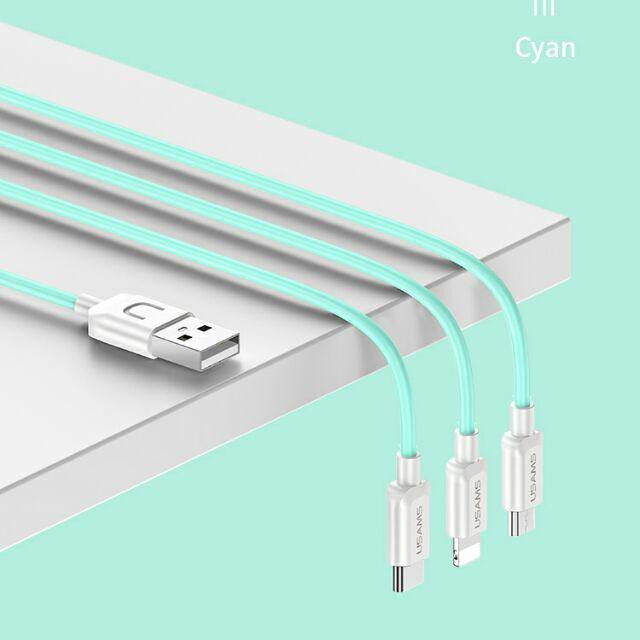 USAMS Kabel Data 3in1 for Apple Lightning / Samsung / Nokia / Xiaomi / Redmi / Oppo / Vivo / etc