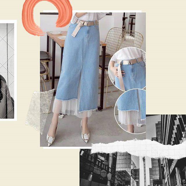 Denim skirt a line /bawahan wanita/rok wanita panjang/rok denim/rok jeans