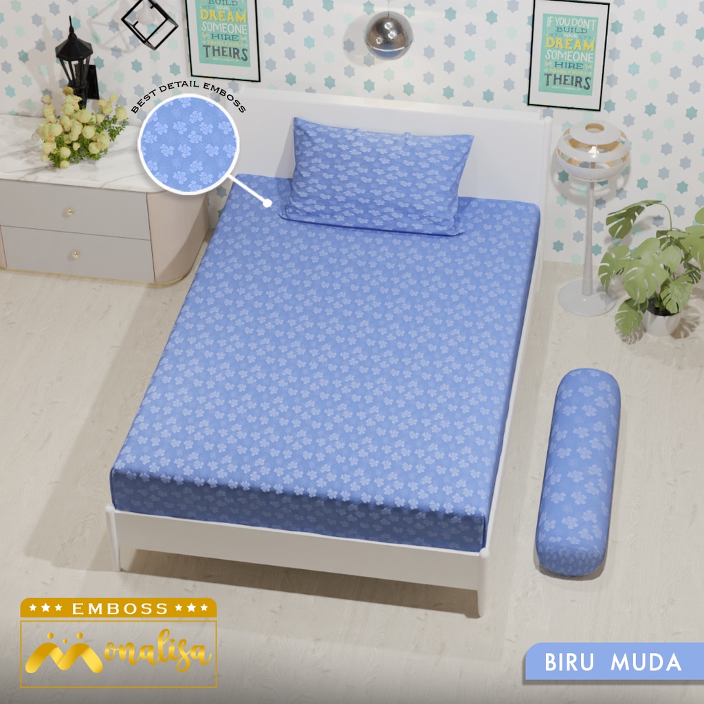 Monalisa Emboss Sprei Uk 90/100/120 - Biru Muda