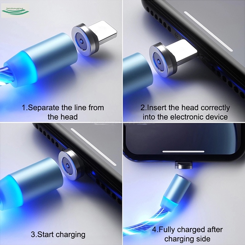 3 In 1 LED Magnetic Cable, Super Fast Charging, USB Type-C Cable Android, Mobile Phone Charger