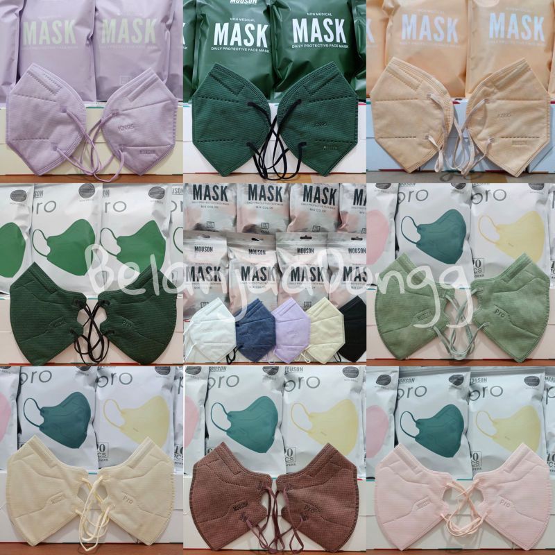 MASKER KN95 MOUSON WARNA WARNI ISI 10 PCS - MASKER KN95 MOUSON PRO - MASKER KN95 MOUSON 5D - MASKER 