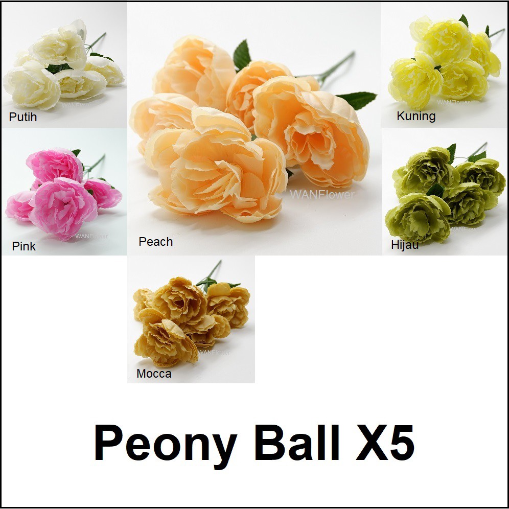 WANFLOWER Bunga Peony Ball X5 * ALL