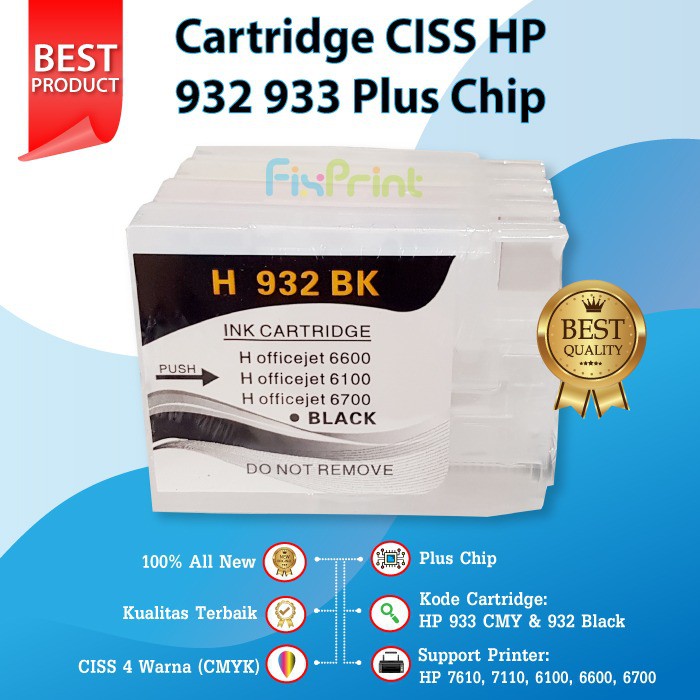 Cartridge CISS HP932 HP933 HP Officejet Pro Printer 7610 7110 6100 6600 6700 932 933