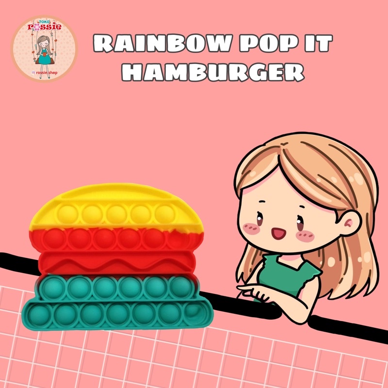 READY!READY! Fidget Pop It Rainbow Lengkap Murah/Mainan Sensorik Pereda Stres/Pop It Viral-Burger