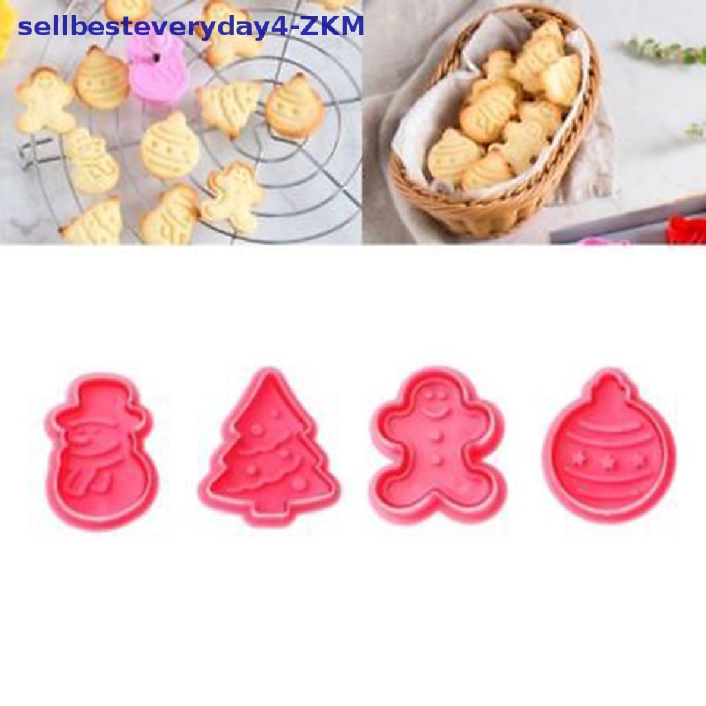 4 Pcs Cetakan Kue / Biskuit / Fondant Motif Natal