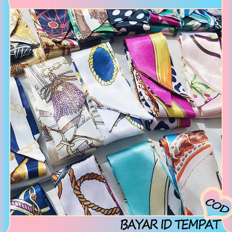 COD❤️ Syal sutra kecil panjang diikat tas dekorasi diikat rambut profesional syal ikat kepala pita busur-A.one