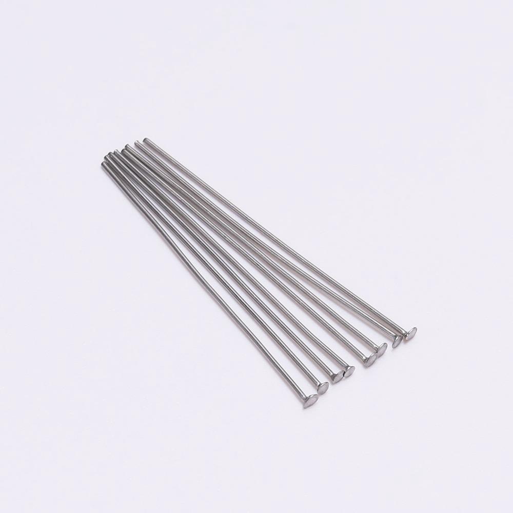 100 Pcs Pin Kepala Datar Bahan Stainless Steel Ukuran 15 25 30 40 45 50 70mm Untuk Membuat Perhiasan