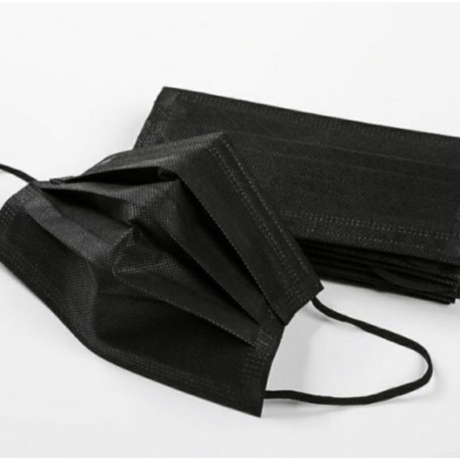Masker 3 Ply isi 50 Pcs Hitam - Plus Packing