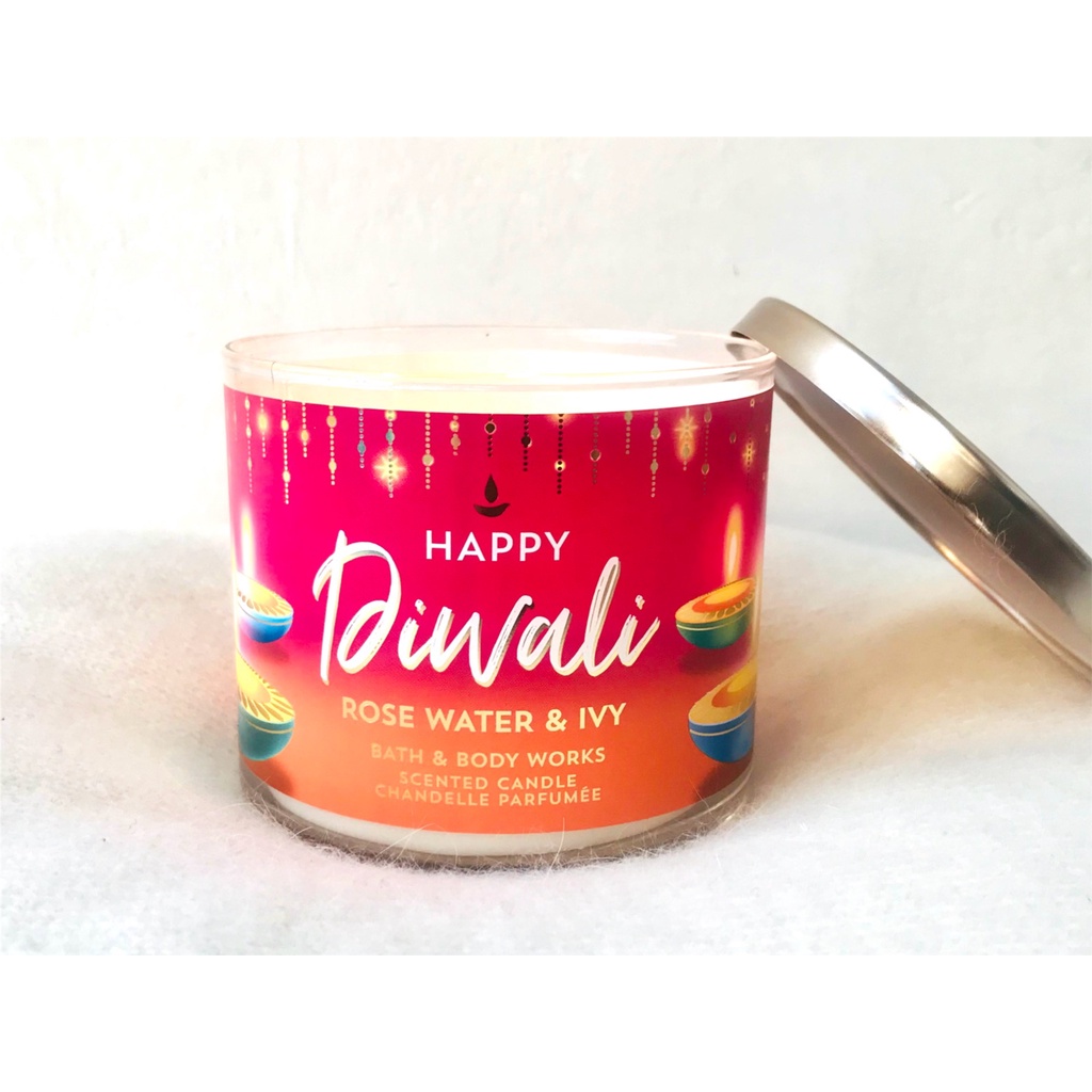Bath & Body Works 3 Wick Scented Candle : Rose Water & Ivy