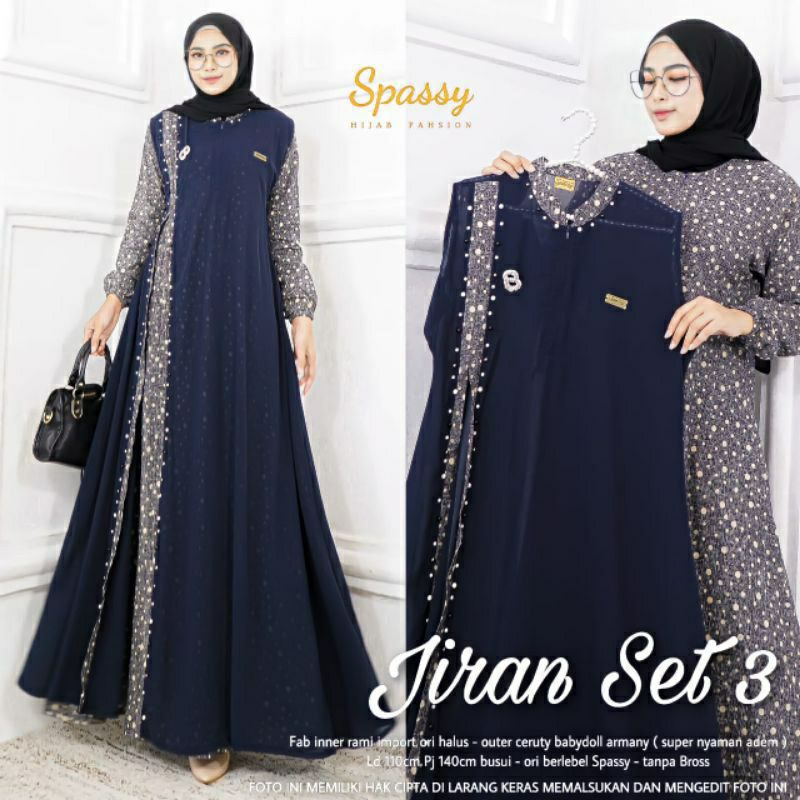 JIRAN SET 3 / JIRAN SET 8 / JIRAN 2 GAMIS WANITA TERMURAH-Navy