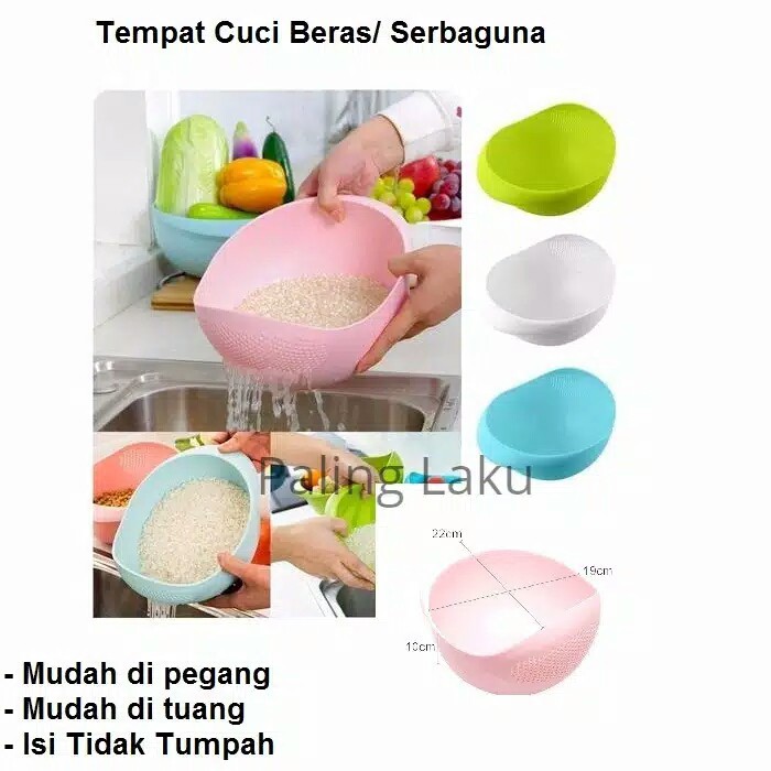 Tempat cuci beras UKURAN BESAR /Baskom Wadah Multifungsi Cuci Beras Sayuran