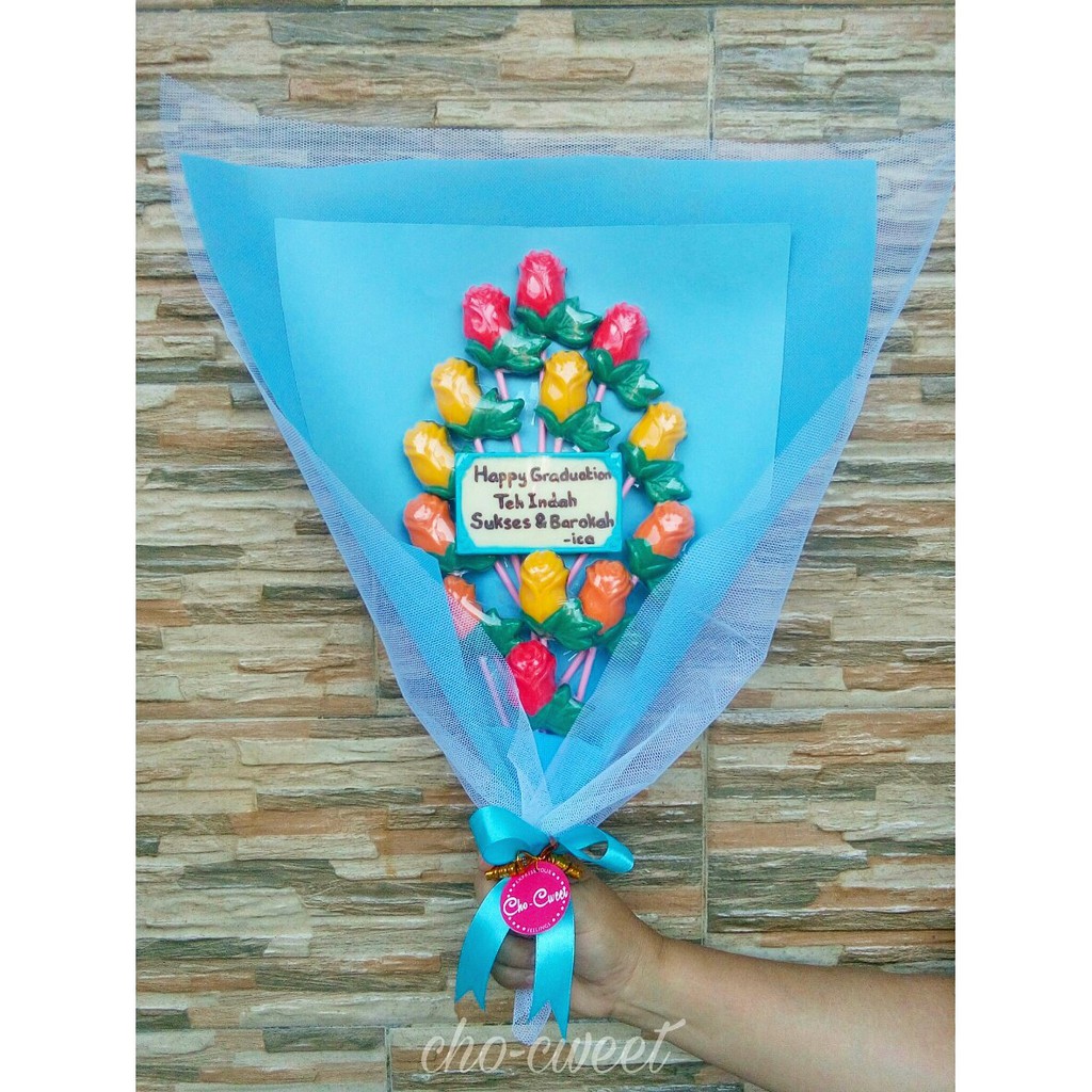 COKLAT VALENTINE BUKET BUNGA 16 TERBUAT DARI COKLAT BISA