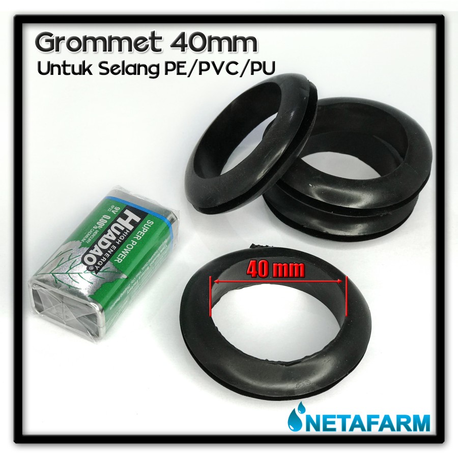 Grommet 40 mm hitam Untuk Selang PE, PU, PVC ( Satuan )