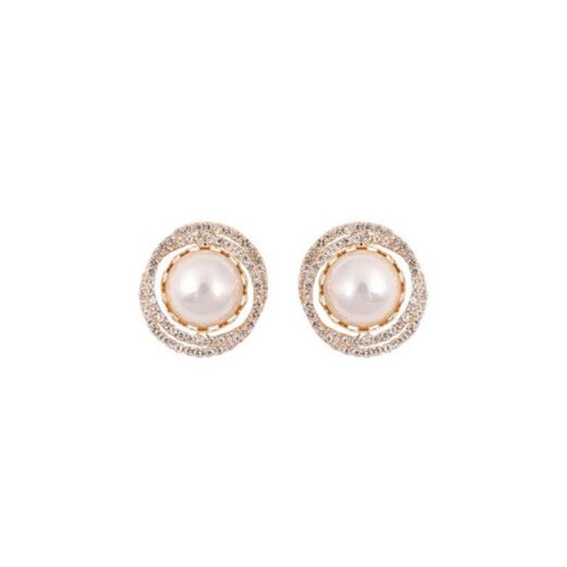 Anting Tusuk Retro Hias Mutiara + Berlian Imitasi Untuk Wanita