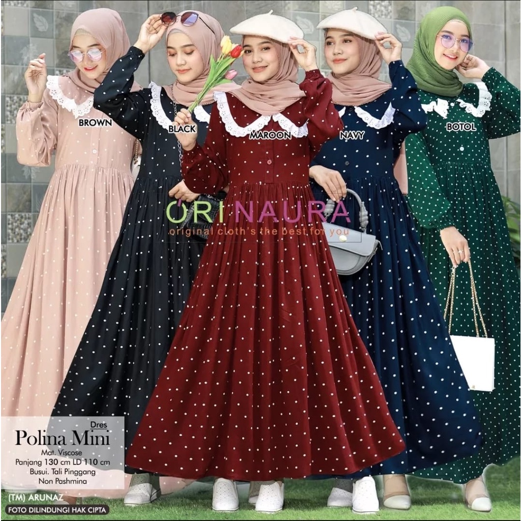 GAMIS POLKADOT | MIDI DRESS POLKADOT | MASITA MIDI DRESS | GAMIS WANITA