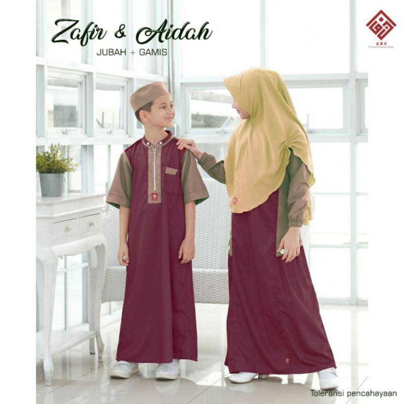 Original ANV setelan baju gamis anak muslim perempuan aidah series burgundy #nayyarastore