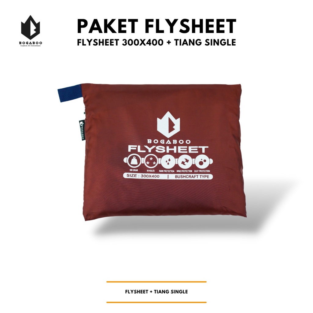 Bisa COD Paket Tiang Flysheet Single + Flysheet 3X4 - Econopack Pole - plesit - plysit - flesit - flysit - flyhit