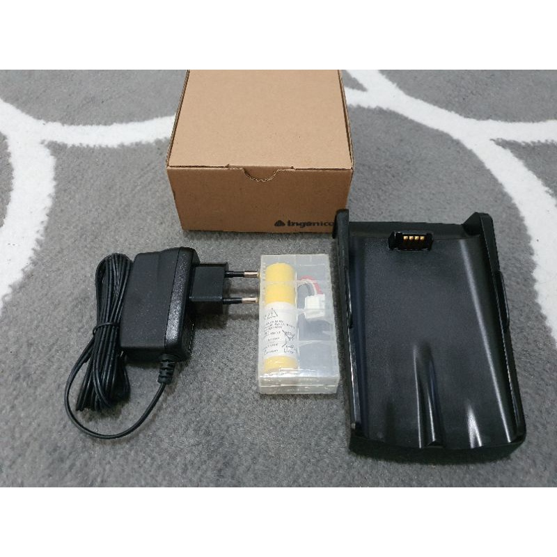 paket dudukan charger casan dan baterai mesin edc ingenico iwl220 barang baru bersegel dan bergarnsi