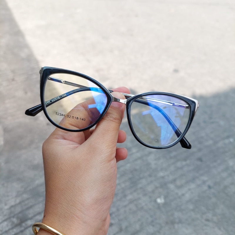 Frame/Kacamata Cat eye Wanita 5234 Size 52.18.140 Paket Lensa Photocromic,Radiasi bLueray Free minus