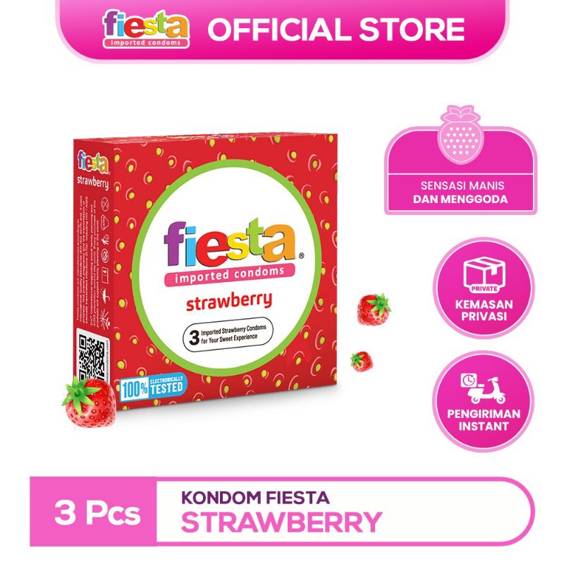 Fiesta KONDOM isi 3 Durian- Ultra Thin- Max dotted -  Strawberry- Delay- Grape- Banana- Ultra Safe - Bubble Gum-Watermelon-Black Coffee