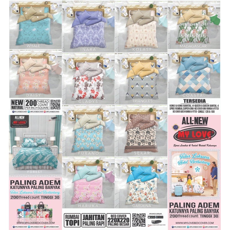 Sprei My Love KING 180x200cm (tinggi 30cm)