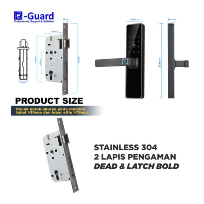 e-Guard Kunci Pintu Smart Door Lock Smartphone Wifi Bluetooth LG1666TF