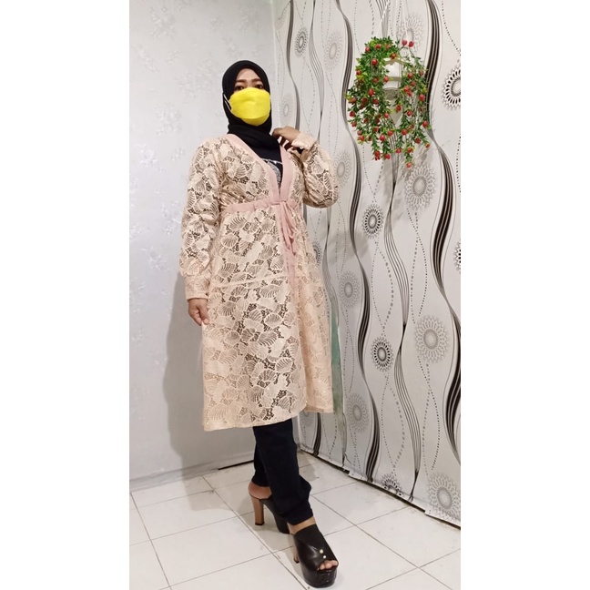 TUNIK BRUKAT PIKS PREMIUM / CARDIGAN BRUKAT GLITER / OUTER BRUKAT LENGAN PANJANG