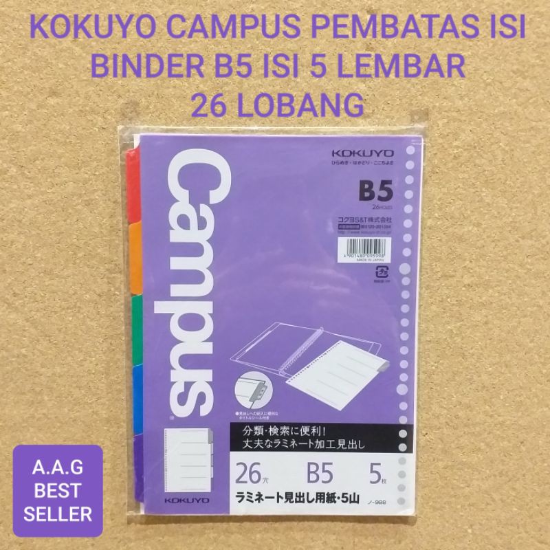

KOKUYO CAMPUS PEMBATAS ISI BINDER B5 ISI 5