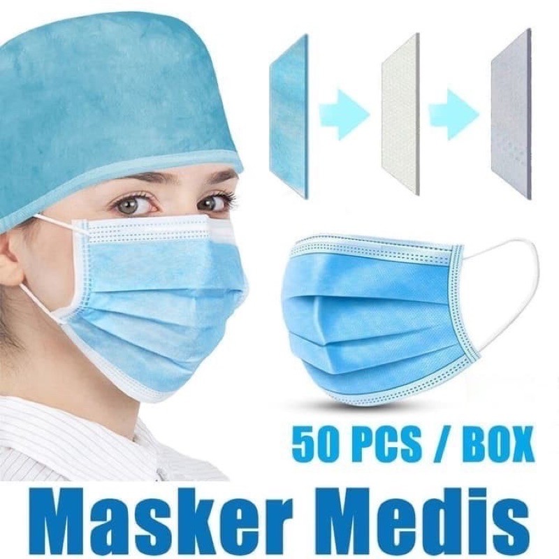 PROMO Masker Kemenkes earloop 3 ply isi 50pcs Disposable Mask