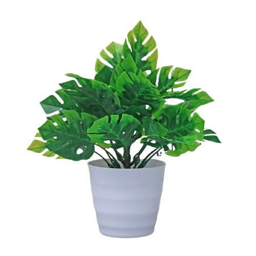 BBS TANAMAN HIAS PLASTIK POT BUNGA ARTIFICIAL  DAUN RAMBAT DEKORASI MONSTERA KERING/DAUN PALEM