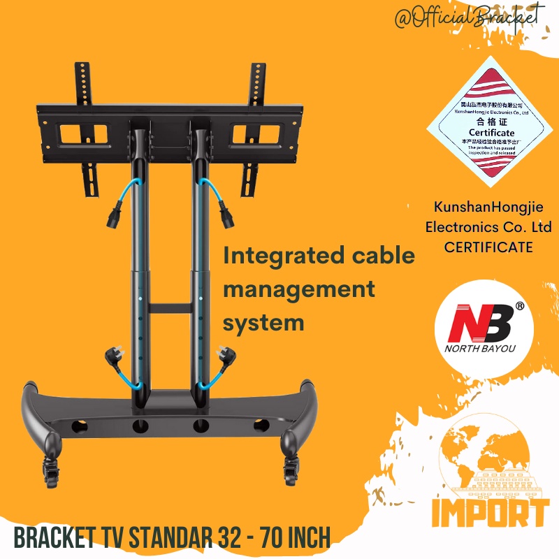 Bracket TV Stand NB North Bayou Mobile TV Cart TV Stand 32-65 Inch New