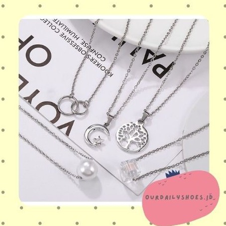 ★ODS★  FA03 Kalung Liontin Stainless Trendy Fashion Wanita Korea Aksesoris Murah wanita