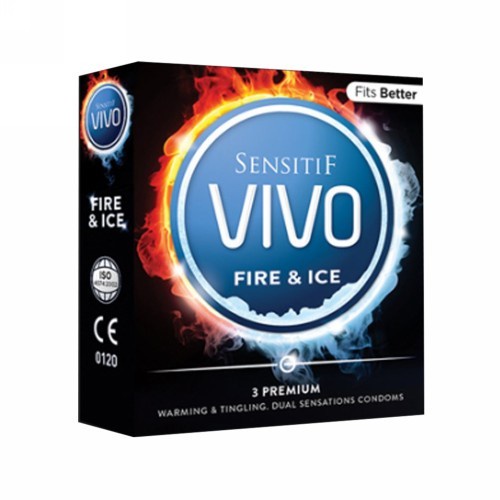 Kondom Vivo Fire &amp; Ice - Sensitif Sensasi hangat dan dingin