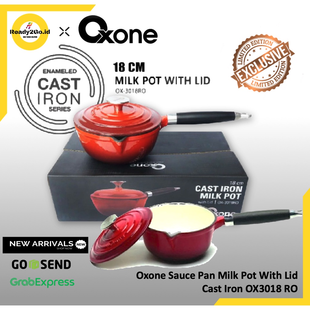 OXONE Milk Pot With Lid Cast Iron OX-3018 ROEnameled Sauce Pan OX318