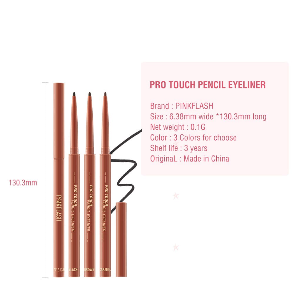 [TERMURAH] PINKFLASH Pro Touch Pencil Eyeliner - InfallibleLine Hyperfine Smooth Gel Eyeliner - Waterproof - PINK FLASH - PF E13