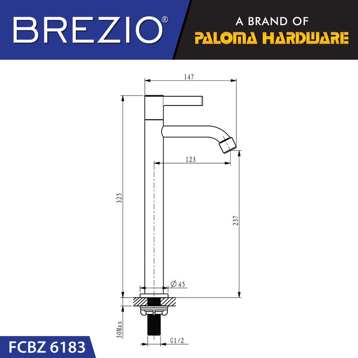 BREZIO FCBZ 6183 Keran Wastafel Tinggi Cuci Tangan Meja Kran Air